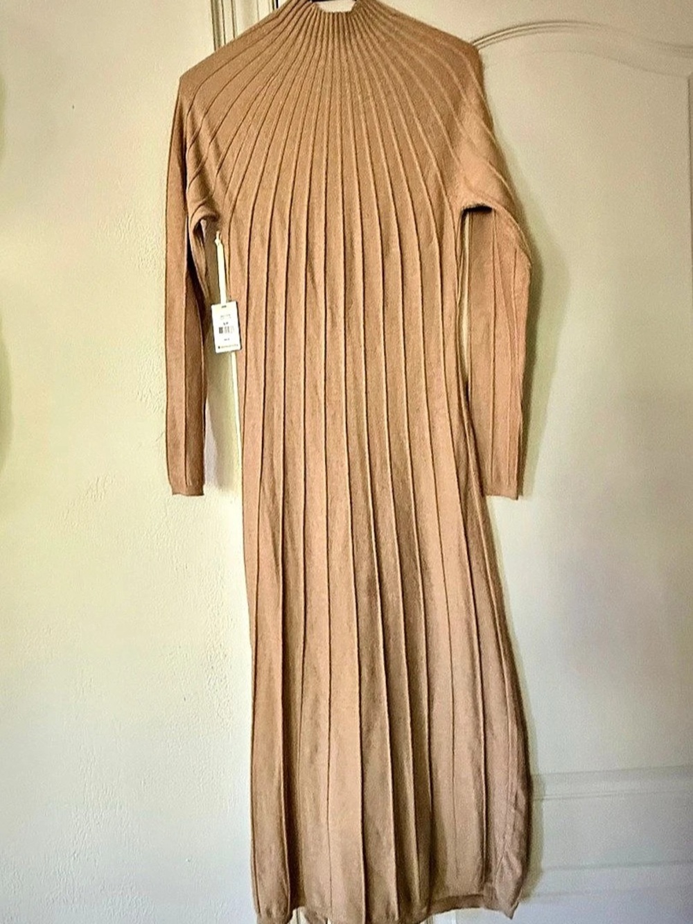 Black Tape Oatmeal Mix/Aline Ribbed Midi Dress in Brown Size Small NWT
